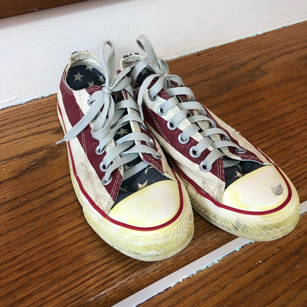 Distressed American Flag Converse Sneakers